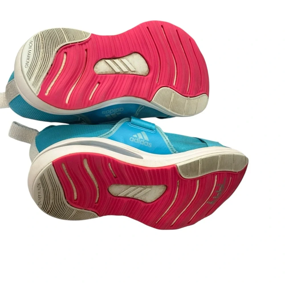 ADIDAS GIRLS SZ 3 FORTARUN X K RUNNING SHOES VELCRO BLUE SNEAKERS YOUTH BIG KID